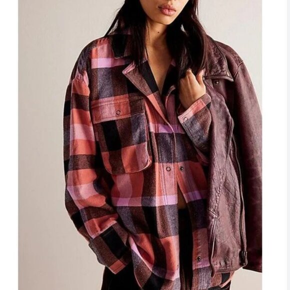 free people Tops - Free People Multicolor Plaid Button Flannel Shirt NWOT